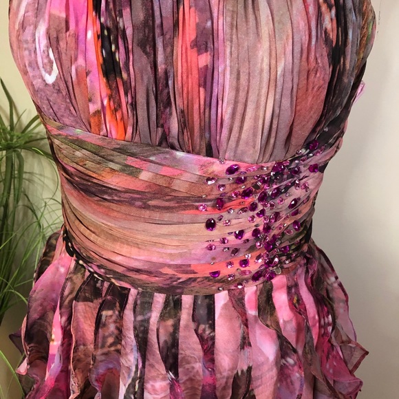 Cache Strapless Multicolor Dress with Ruffles - Picture 10 of 11